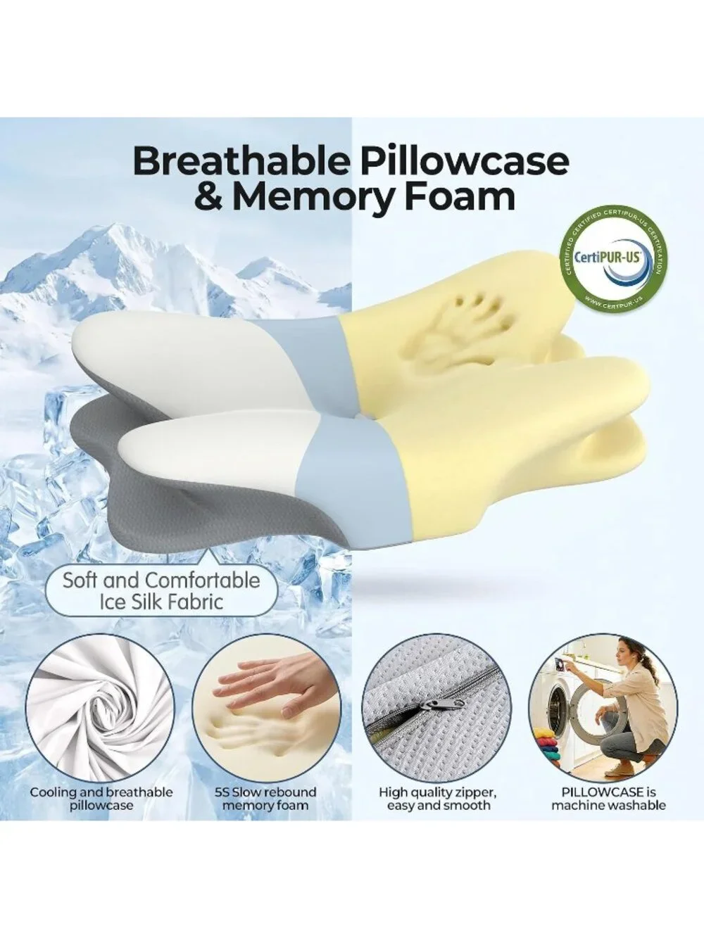 〽️Cervical Neck Pillow Contour Memory Foam Ergonomic Pain Relief Sleeping
